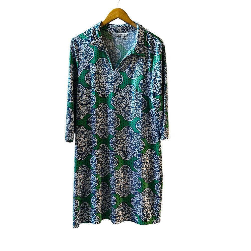 Buckhead Betties Printed Three Quarter Sleeve Dress Size M Medium